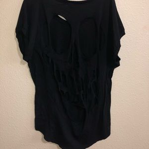 open back graphic tee shirt